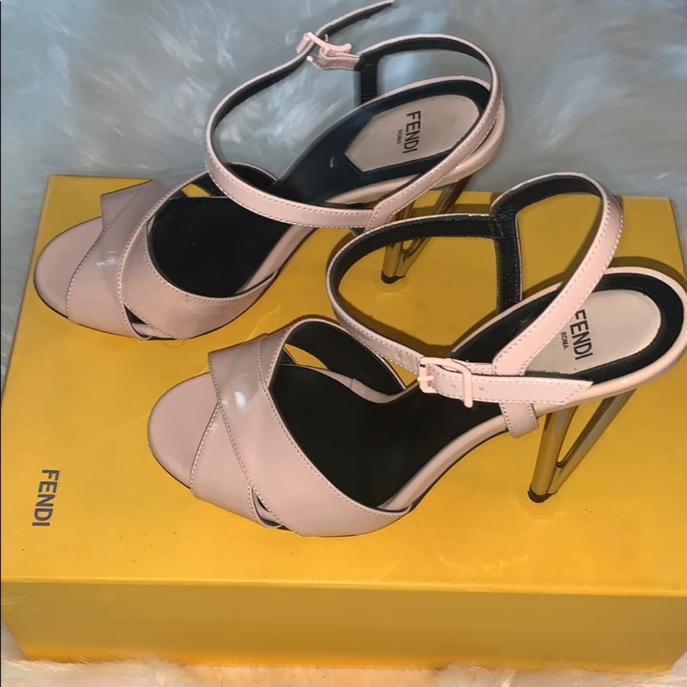 Fendi Patent Leather Ankle Strap Sandals